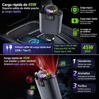 Cargador 5 en 1 con aromatizante